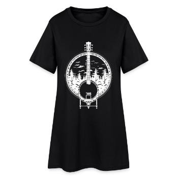 Dessin de banjo - Robe T-shirt Femme - noir - Devant