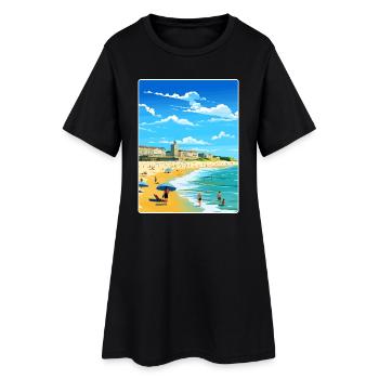 Biarritz France Affiche de voyage Peinture Souvenir WPA - Robe T-shirt Femme - noir - Devant