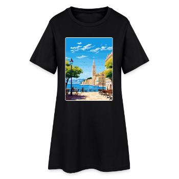 Triste Italie Affiche de voyage Souvenir Carte Postale Peinture - Robe T-shirt Femme - noir - Devant