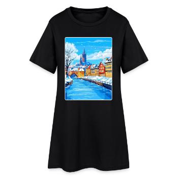 Straßburg Frankreich Reiseposter Souvenir Farbe WPA - Frauen T-Shirt-Kleid - Schwarz - Vorne