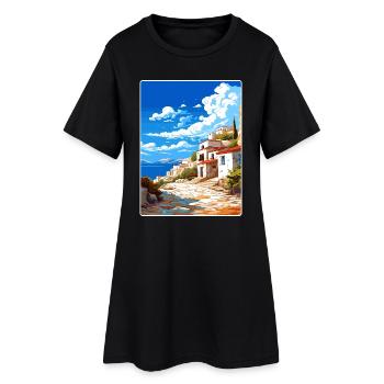 Mani Peninsula Greece Travel Poster Souvenir WPA - Women’s T-Shirt Dress - black - Front