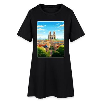 Reims Frankreich Reise Poster Souvenir Postkarte Farbe - Frauen T-Shirt-Kleid - Schwarz - Vorne