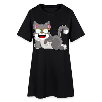 Lunettes de soleil chat - Robe T-shirt Femme - noir - Devant