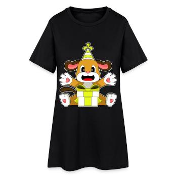 Chapeau de fête d’anniversaire de chien - Robe T-shirt Femme - noir - Devant