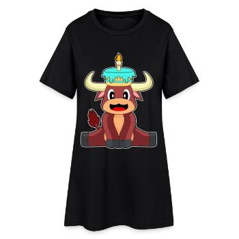 Gâteau d’anniversaire du Taureau - Robe T-shirt Femme - noir - Devant