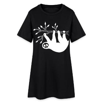 Tête de mort paresseux blanc - Robe T-shirt Femme - noir - Devant
