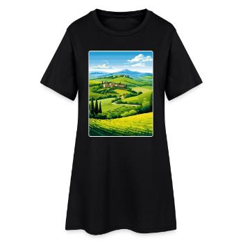 Toscane Italie Affiche de voyage Peinture souvenir WPA - Robe T-shirt Femme - noir - Devant