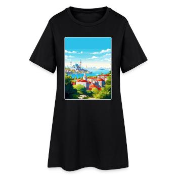 Istanbul Turquie Voyage Affiche Souvenir Peinture WPA - Robe T-shirt Femme - noir - Devant