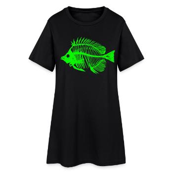 Conception de squelette de poisson brillant - Robe T-shirt Femme - noir - Devant