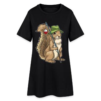 Pêche à la canne à pêche Squirrel Angler - Robe T-shirt Femme - noir - Devant