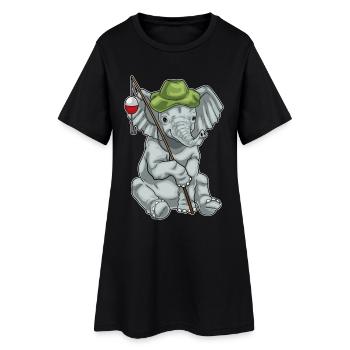 Pêche à la canne à pêche Elephant Angler - Robe T-shirt Femme - noir - Devant