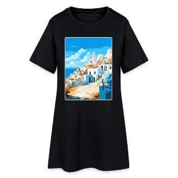 Karpathos Griechenland Reise Poster Souvenir Farbe WPA - Frauen T-Shirt-Kleid - Schwarz - Vorne