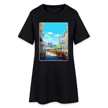 Brussels Belgium Travel Poster Souvenir Paint WPA - Women’s T-Shirt Dress - black - Front