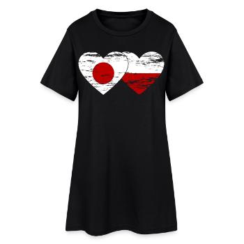 Drapeau du Japon Pologne coeur utilisé - Robe T-shirt Femme - noir - Devant