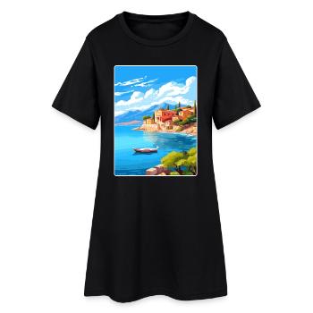 Corfu Greece Travel Poster Souvenir Postcard Paint - Women’s T-Shirt Dress - black - Front