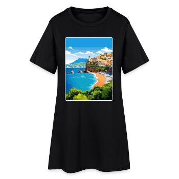 Amalfi Italy Travel Poster Souvenir Postcard Paint - Women’s T-Shirt Dress - black - Front