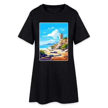 Delos Greece Travel Poster Souvenir Postcard Paint - Women’s T-Shirt Dress - black - Front