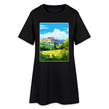 Athens Greece Travel Poster Souvenir Painting WPA - Women’s T-Shirt Dress - black - Front