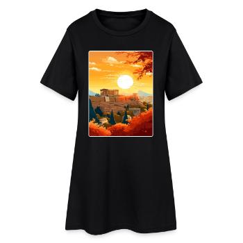 Athens Greece Travel Poster Souvenir Painting WPA - Women’s T-Shirt Dress - black - Front