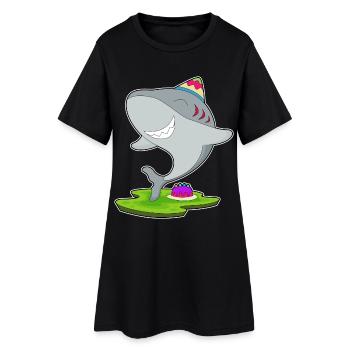 Gâteau d’anniversaire requin - Robe T-shirt Femme - noir - Devant