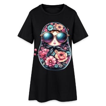 Matrjoschka Sonnenbrille Geschenk - Frauen T-Shirt-Kleid - Schwarz - Vorne