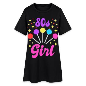 80er Mädel - Frauen T-Shirt-Kleid - Schwarz - Vorne