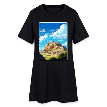 Athens Greece Travel Poster Souvenir Painting WPA - Women’s T-Shirt Dress - black - Front