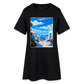 Milos Grèce Affiche de voyage Souvenir Carte Postale Peinture - Robe T-shirt Femme - noir - Devant