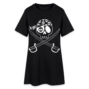 Tête de mort pirate (blanc) - Robe T-shirt Femme - noir - Devant