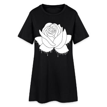 Graffiti d'une rose blanche - Robe T-shirt Femme - noir - Devant