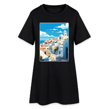 Patmos Grèce Grec Vintage Voyage Poster Souvenir - Robe T-shirt Femme - noir - Devant