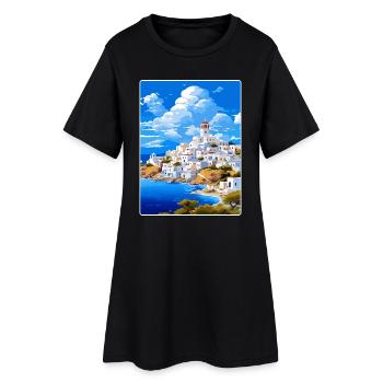 Patmos Grèce Grec Vintage Voyage Poster Souvenir - Robe T-shirt Femme - noir - Devant