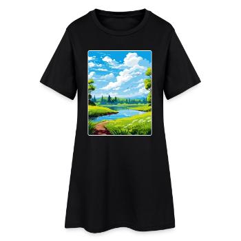 Donau Auen Allemagne Affiche de voyage Peinture Souvenir WP - Robe T-shirt Femme - noir - Devant