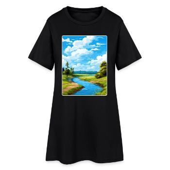 Lower Oder Valley Germany Travel Poster Souvenir - Women’s T-Shirt Dress - black - Front