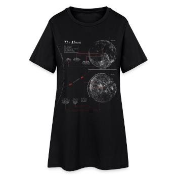 Graphique de la lune | Carte de la lune Astronomie détaillée - Robe T-shirt Femme - noir - Devant