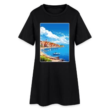 Peloponnese Travel Poster Souvenir Postcard Paint - Women’s T-Shirt Dress - black - Front