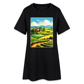 Toscane Italie Affiche de voyage Peinture souvenir WPA - Robe T-shirt Femme - noir - Devant