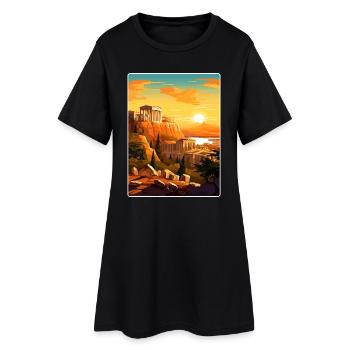 Athènes Grèce Voyage Affiche Peinture Souvenir WPA - Robe T-shirt Femme - noir - Devant