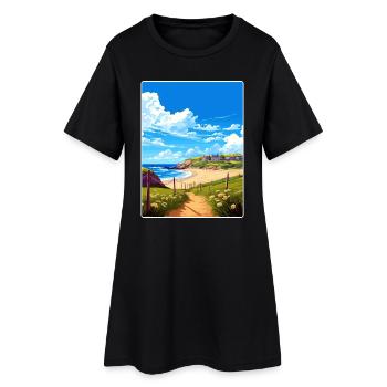 Holywell Bay, Cornwall, England, Reiseposterkarte - Frauen T-Shirt-Kleid - Schwarz - Vorne