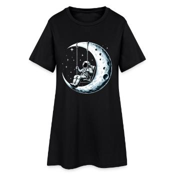 astronaute astronaute astronaute balançoire à bascule lune gesch - Robe T-shirt Femme - noir - Devant