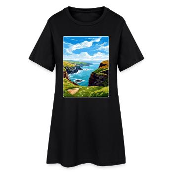 Boscastle Cornwall England Reiseposter Souvenir - Frauen T-Shirt-Kleid - Schwarz - Vorne