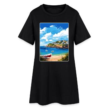 Coverack Cornwall England Reiseposter Souvenir - Frauen T-Shirt-Kleid - Schwarz - Vorne