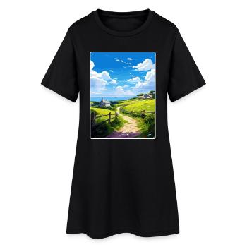 Lamorna Cornwall England Reiseposter Souvenir - Frauen T-Shirt-Kleid - Schwarz - Vorne