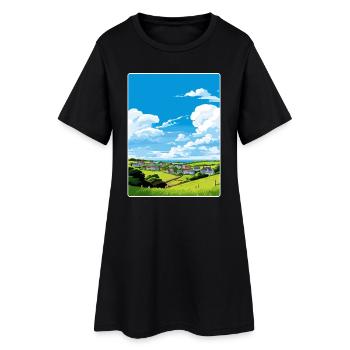 Crantock Cornwall England Reiseposter Souvenir - Frauen T-Shirt-Kleid - Schwarz - Vorne