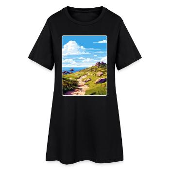 Lands End Cornwall England Reiseposter Souvenir - Frauen T-Shirt-Kleid - Schwarz - Vorne