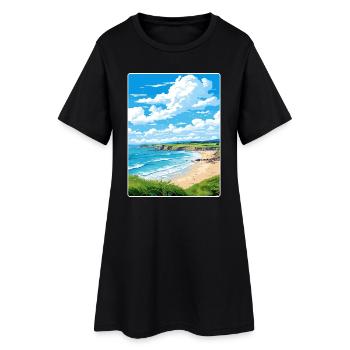 Maenporth Cornwall England Reiseposter Souvenir - Frauen T-Shirt-Kleid - Schwarz - Vorne