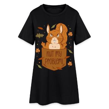 Eichhörnchen Brusttasche - Nut my problem - Frauen T-Shirt-Kleid - Schwarz - Vorne