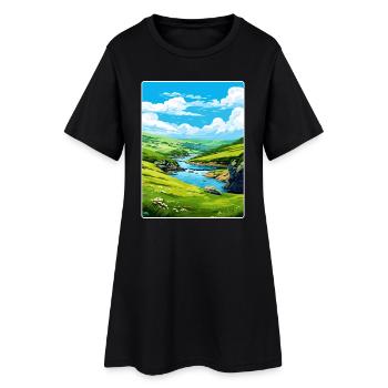 Boscastle Cornwall England Reiseposter Souvenir - Frauen T-Shirt-Kleid - Schwarz - Vorne