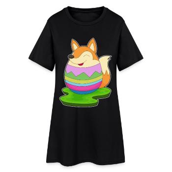 Oeuf de Pâques Fox - Robe T-shirt Femme - noir - Devant
