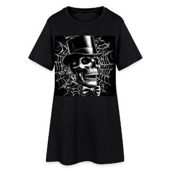 Crâne élégant d’Halloween - Robe T-shirt Femme - noir - Devant